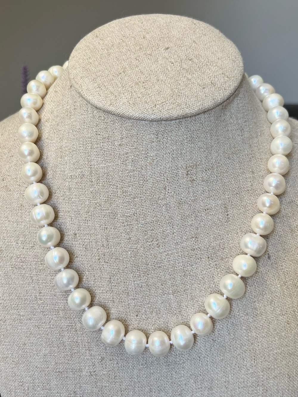 Classic White Freshwater Pearl Necklace - Sterling Silver